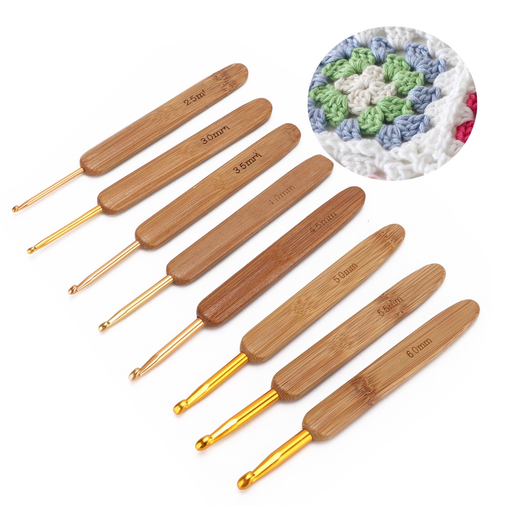 8pcs 2.5-6mm Sizes Crochet Hoo - огляд і ціна Wooden Crochet Hooks Ergonomic Handle