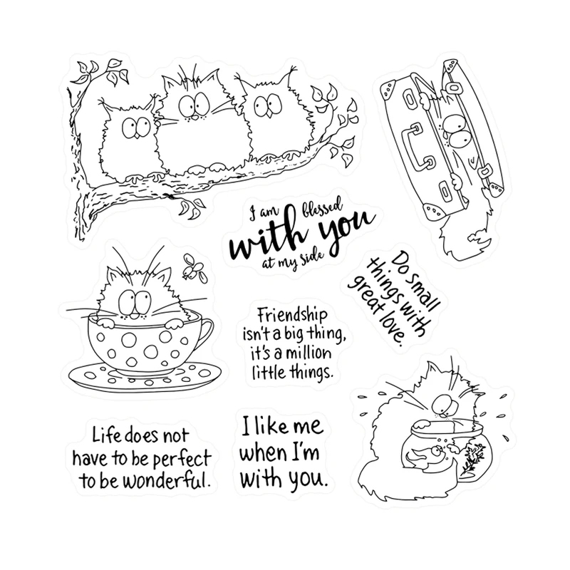 Kawaii Fatty Cats Owl Cutting  - огляд і ціна Clear Silicone Stamps For Card Making